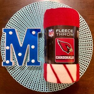 NEW Arizona Cardinal Licensed Fleece Throw Blanket Football  50'' X60''